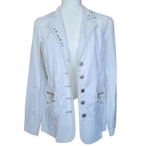 Tricotto limited edition off-white jacket embellished stretch cotton fitted L
